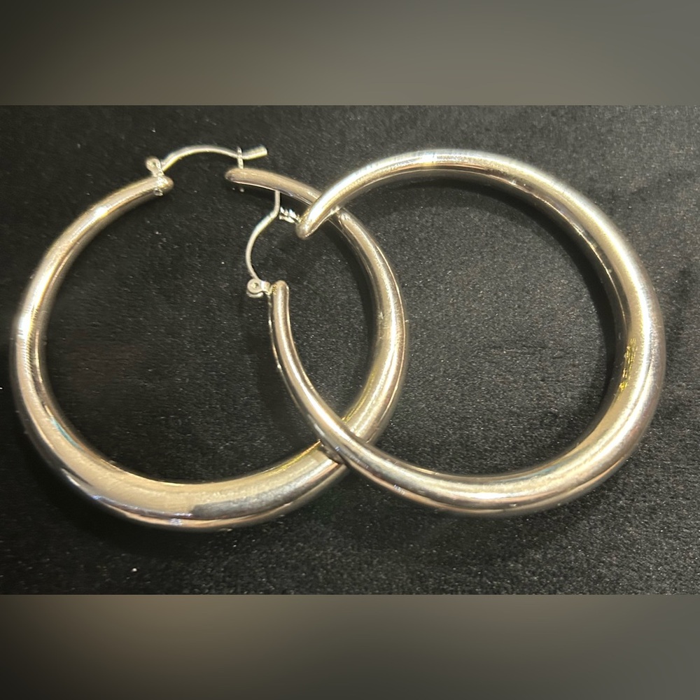 .925 Genuine Sterling Silver Lightweight Hoop Earrings